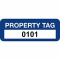 Lustre-Cal Property ID Label PROPERTY TAG Polyester Dark Blue 2in x 0.75in  Serialized 0101-0200, 100PK 253744Pe1Bd0101
